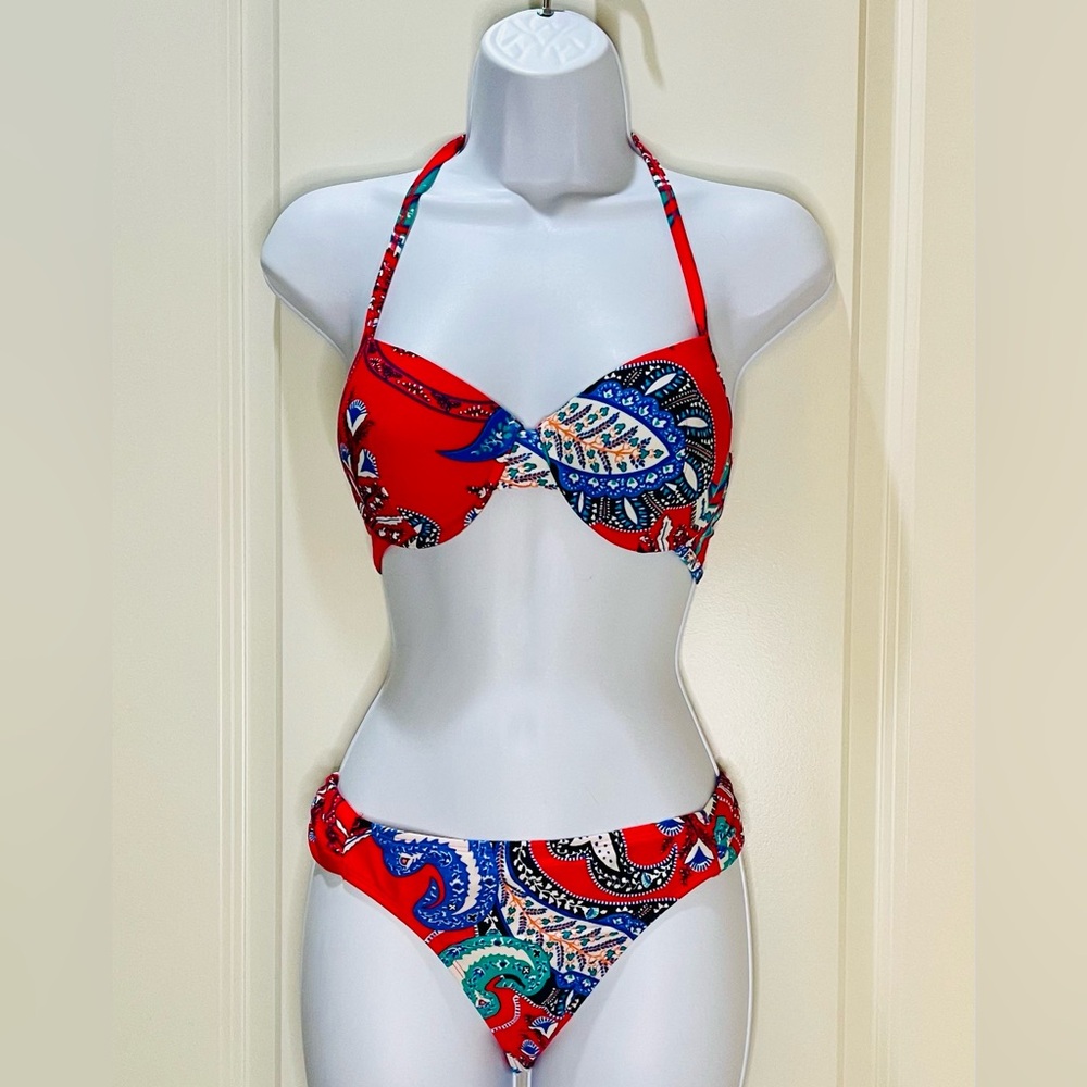 Old Navy Red and Blue Paisley Bikini Set M/S